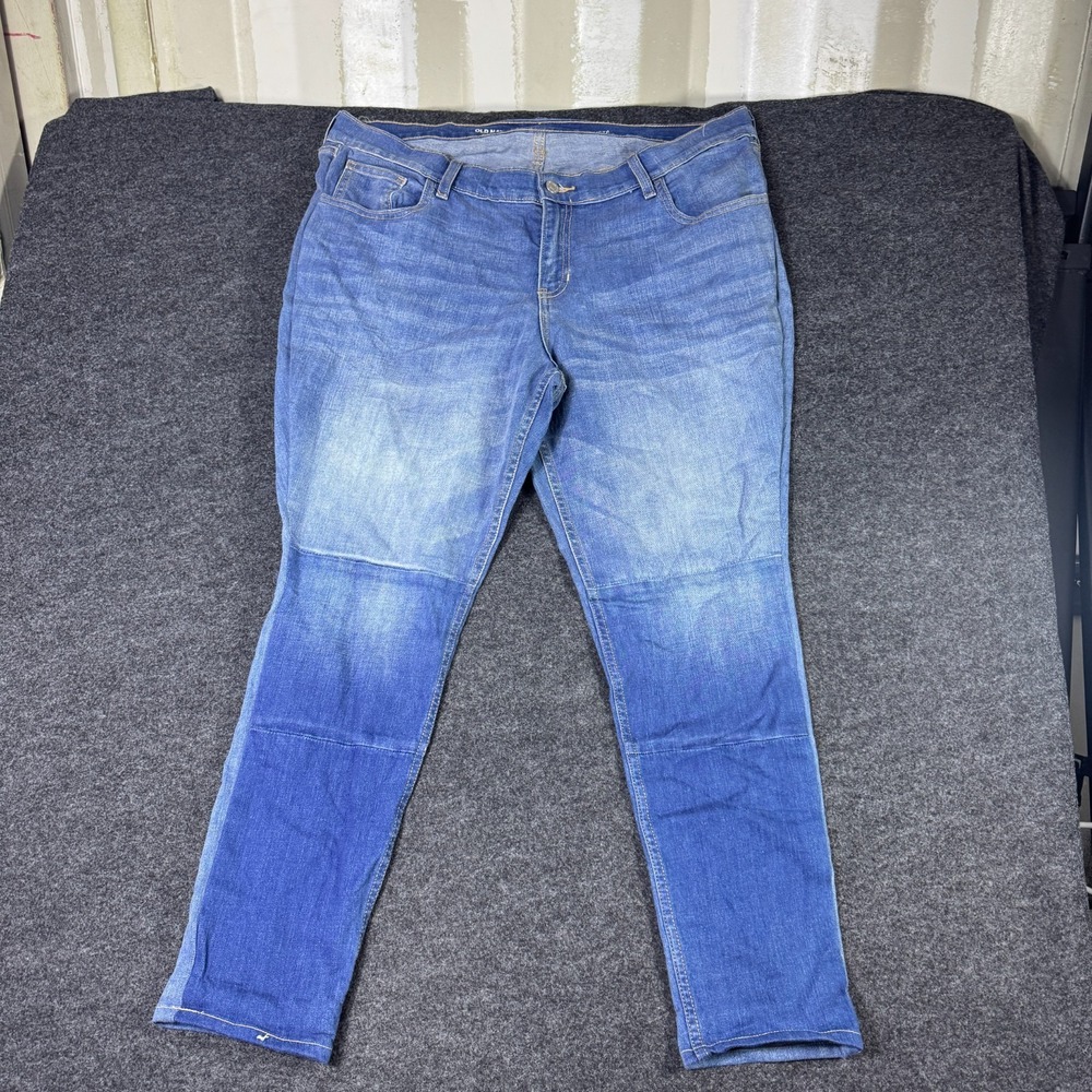 Old Navy Boyfriend Skinny Jeans Womens 16R Blue Denim Cotton Stretch Double Knee